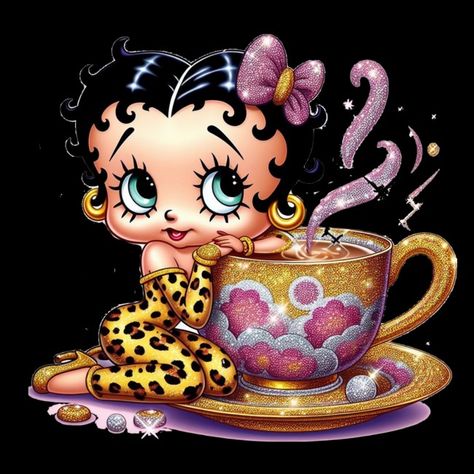 Betty Boop Original Cartoon, Betty Boop Pudgy, Betty Boop Mug, Betty Boop Coffee, Original Betty Boop Black, Betty Boop Figurines, Winter Pics, Good Monday Morning, Have A Nice Weekend