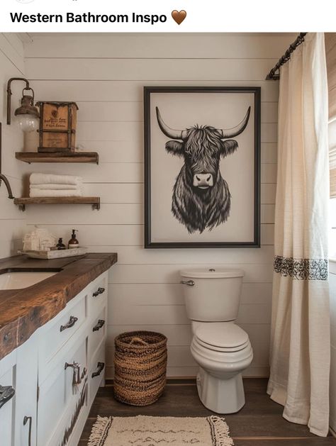 South Western Bathroom Ideas, Girly Western Bathroom, Western Bathroom Ideas, Country Home Ideas, Western Bathrooms, Small Grey Bathrooms, South Western Decor, Western Bathroom Decor, Western Bathroom