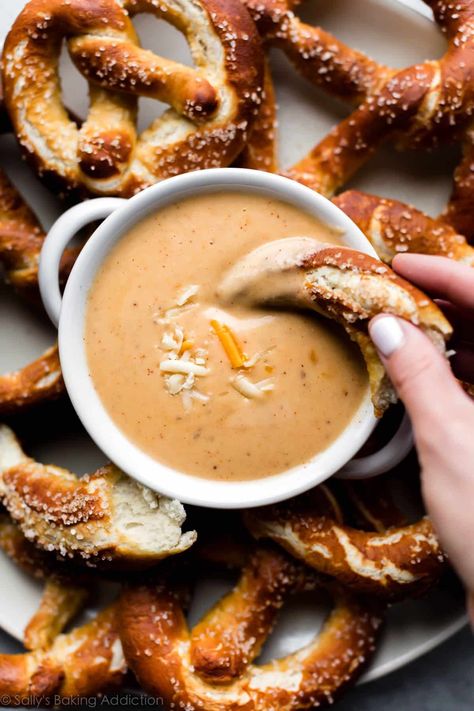 This creamy pub-style beer cheese dip is an easy appetizer recipe that's ready in 15 minutes. Use lager-style beer or your favorite variety. Best Christmas Appetizers, Beer Cheese Dip, Homemade Soft Pretzels, Christmas Recipes Appetizers, Sally's Baking, Stay Hungry, Superbowl Snacks, Fall Cooking, Beer Cheese