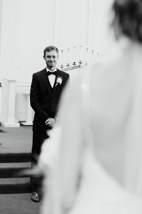 Groom cries as he sees bride walk down the aisle Groom Sees Bride Walking Down Aisle, Groom Watching Bride Walk Down The Aisle, Bride Inspo Wedding Photos, Groom Looking At Bride Down Aisle, Groom Seeing Bride Down Aisle, Wedding Bride Walking Down The Aisle, Wedding Photography Walking Down Aisle, Bride Walking Down The Aisle Photography, Groom Wedding Day Photos