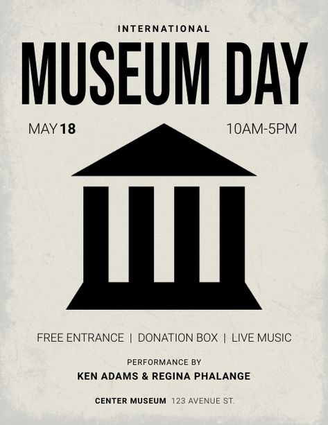 International Museum Day flyer Template | PosterMyWall International Museum Day Poster, Museum Event Poster, Anthropology Poster, Museum Invitation, Museum Poster Design, International Museum Day, Auckland Museum, Event Poster Template, Donation Box