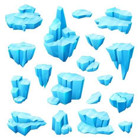 Ice crystal, glacier and iceberg cartoon... | Premium Vector #Freepik #vector #winter #snow #water #cartoon Ice Icon, Ice Games, Makup Looks, Snow Vector, Arctic Landscape, Crystals Blue, Ice Stone, Blue Magic, Ice Crystals