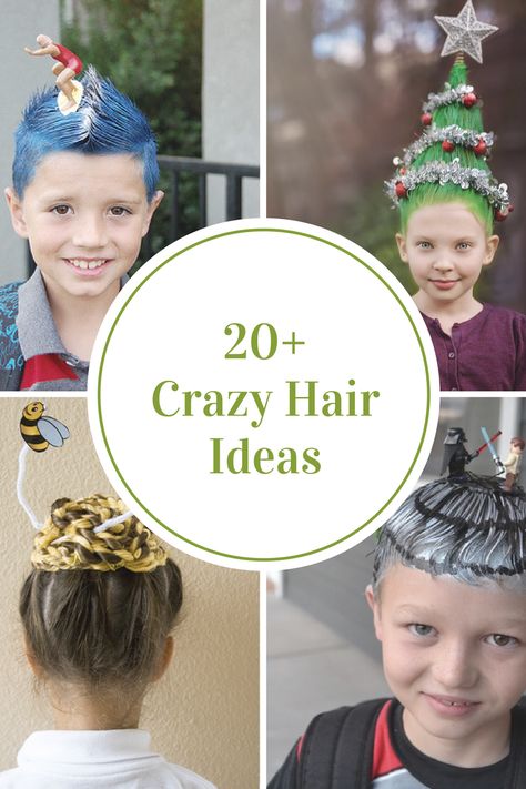 Hair Ideas| Crazy Hair Day Ideas - The Idea Room Hair Ideas For Kids, Crazy Hair Ideas, Whoville Hair, Crazy Hair For Kids, Crazy Hair Day Ideas, Crazy Hairstyles, Spirit Days, Wacky Hair Day, Idea Room