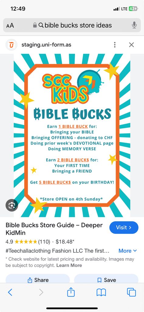 Bible Bucks, Sunday School Classroom Decor, Sunday School Classroom, Church Events, Youth Group, Childrens Church, Kids Church, Children's Ministry, Small Group