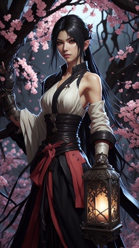 Asian Dnd Character, Asian Female Character Design, Japanese Priestess, Elf Priestess, Elves Female Beautiful, Monk Dnd, Dnd Elves, Female Elf, Elf Art