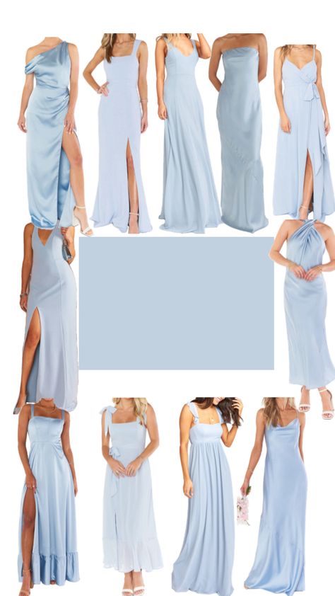 Show Me Your MuMu Light Blue Bridesmaids, Show Me Your Mumu Bridesmaid, Mismatched Bridesmaid Dresses Blue, Simple Bridal Dresses, Light Blue Bridesmaid Dresses, Light Blue Bridesmaid, Wedding Groomsmen Attire, Prom Dress Trends, Bridal Party Attire