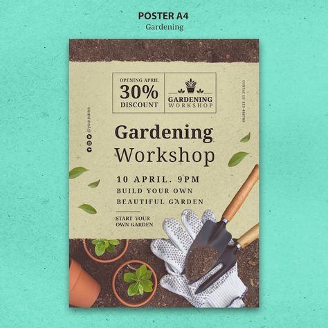 Gardening Poster, Workshop Poster, Poster Template Design, Garden Workshops, Growing Plants Indoors, Email Design, Instagram Story Template, Instagram Post Template, Banner Template