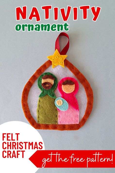 This felt nativity ornament craft is a simple, yet meaningful Christmas craft project that brings the spirit of Christmas to life! With a free printable template and easy, step-by-step instructions, this nativity ornament craft perfect for both kids and adults to enjoy. Using felt and thread, create a handmade nativity ornament perfect for decorating the Christmas tree. felt nativity ornament craft. free pattern for felt nativity ornament. Diy Felt Nativity, Nativity Ornament Craft, Felt Patterns Free, Felt Nativity, Christmas Tree Felt, Handmade Nativity, Diy Nativity, The Spirit Of Christmas, Meaningful Christmas