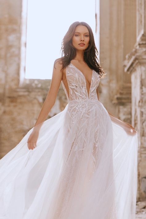 Plunging V Neck Wedding Dress, Wedding Dresses With Plunging Neckline, Low V Wedding Dress Neckline, Stone Wedding Dress, Wedding Dresses Plunge Neckline, Low V Neck Wedding Dress, Low Neckline Wedding Dress, Plunge V Neck Wedding Dress, Wedding Dress With Plunging Neckline