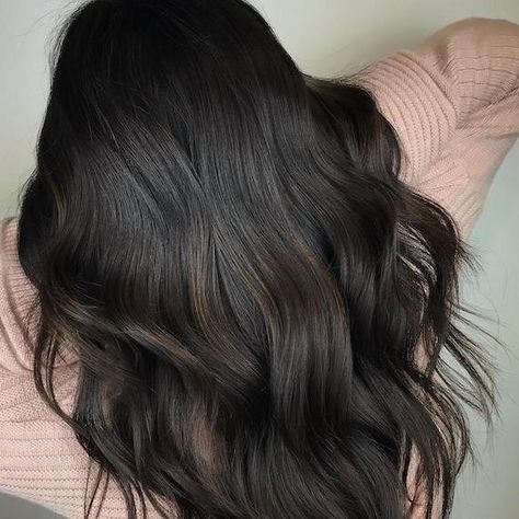 Ask Dark Brown Hair, Aveda Dark Brown Hair Color, Wella Brunette Hair Color, Single Process Hair Color Dark Brown, Glossy Espresso Hair, Dark Hair With Cool Tones, Wella Dark Brown Formula, Dark Brown Hair Color Formulas, Dark To Medium Brown Hair