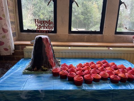 Volcano Decoration Party Ideas, Floor Is Lava Cake, The Floor Is Lava Birthday Party, Floor Is Lava Birthday Party, Volcano Birthday Party, Lava Party, Volcano Party, Volcano Birthday, Volcano Island