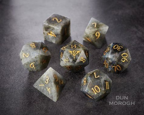 Labradorite DnD Dice Set Gemstone Dice Set Stone Dice Set Dragon Dice Set Dragon Dies, Dnd Dice Set, Dice Tray, Dnd Dice, Dice Set, Blue Zircon, Cool Items, Labradorite, Cool Stuff