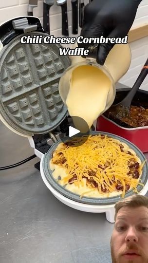 1M views · 34K reactions | Chili Cheesd Cornbread waffle?! 🧇🌶️#waffle #honey #butter #chili #cornbread #cheese #notsure

Video - chefclub USA- TikTok | Now Just Relax Cornbread Cheese, Cornbread Waffle, Chili Cornbread, Cornbread Waffles, Waffle Iron Recipes, Chili And Cornbread, Iron Recipes, Snack Foods, Chili Cheese