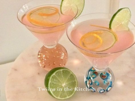 Cosmos for a Crowd – Twiins in the Kitchen® Cosmo Drink, Lime Sherbert, Ocean Spray Cranberry, Citrus Vodka, Cranberry Juice Cocktail, Cocktail Ideas, Vodka Martini, Ocean Spray, Cocktail Night