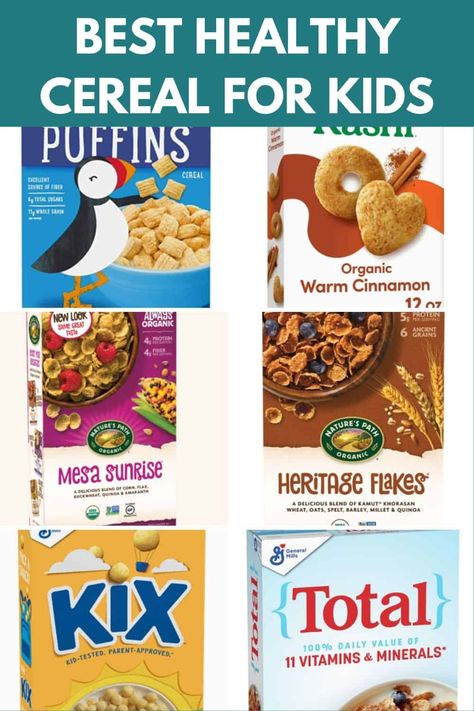 Here are the top healthy, low-sugar cereals for toddlers and kids that will help nourish your child while allowing you to take a break from cooking! Healthy Cereal For Kids, Dye Free Snacks, High Fiber Cereal, Organic Cereal, Cereal Mix, Best Cereal, Kids Cereal, Healthy Cereal, Healthy Baby Food