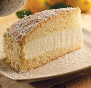 Olive Garden Lemon Cream Cake- super easy to make, our family's favorite cake for birthdays! Olive Garden Lemon Cream Cake Recipe, Olive Garden Lemon Cream Cake, Lemon Cream Cake, Olive Garden Recipes, Brownie Desserts, Delicious Cakes, A Piece Of Cake, Lemon Cream, Lemon Desserts