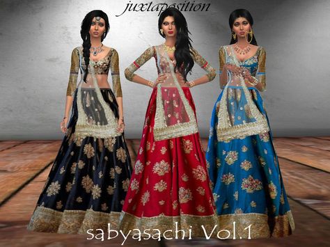 sims 4 cc // custom content clothing // the sims resource // Juxtaposition's sabyasachi Vol.1 - mesh needed // Indian culture // lengha, dupatta, choli Sims 4 Culture Cc, Ts4 Culture Cc, Sims 4 Henna, Sims 4 Indian Wedding Cc, Sims 4 Lehenga, Sims 4 Cc Lehenga, Sims4 Indian Cc, Sims 4 Saree, Arab Cc Sims 4