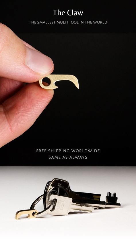 Claw - The World's Tiniest Multitool by Malboro & Kane — Kickstarter Crate Stools, Keychain Multitool, Old Keys, Bottle Opener Keychain, Beer Bottle Opener, Cool Gadgets To Buy, Small Bottles, Grade 5, Multi Tool