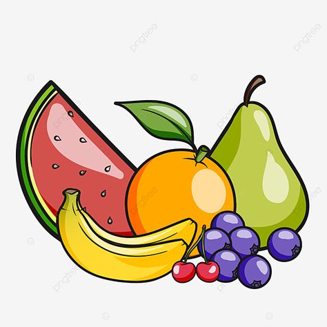 All Fruits Drawing, Fruits Illustration Art, Easy Fruits Drawing, Fruit Cartoon Illustrations, Cartoon Fruit Drawing, Cute Fruits Drawings, Fruits To Draw, Fruits Drawing Easy, Fruits Drawing For Kids