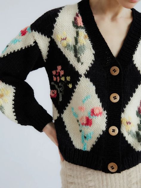 Multicolor Cardigan, Harlequin Pattern, Crochet Wool, Merino Wool Sweater, Wool Cardigan, Long Sleeve Cardigan, Wool Sweaters, Cardigans For Women, Fair Trade