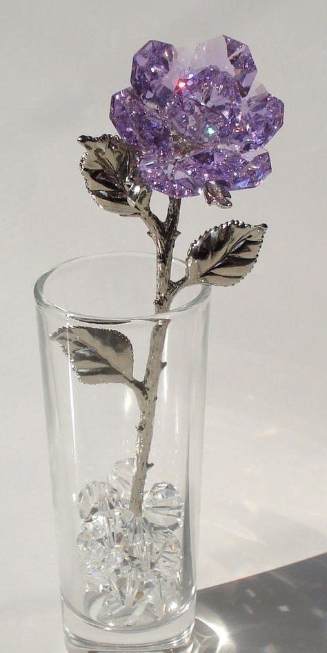 Swarovski Crystal Figurines, Lavender Aesthetic, Crystal Aesthetic, Magical Jewelry, Crystal Figurines, All Things Purple, Purple Crystal, Crystal Rose, Crystal Art