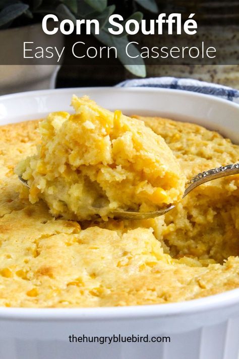 Corn Souffle Recipe, Corn Soufflé Recipe, Souffle Recipes Easy, Corn Souffle, Easy Corn Casserole, Souffle Recipe, Corn Muffin, Easy Corn, Corn Casserole Recipe