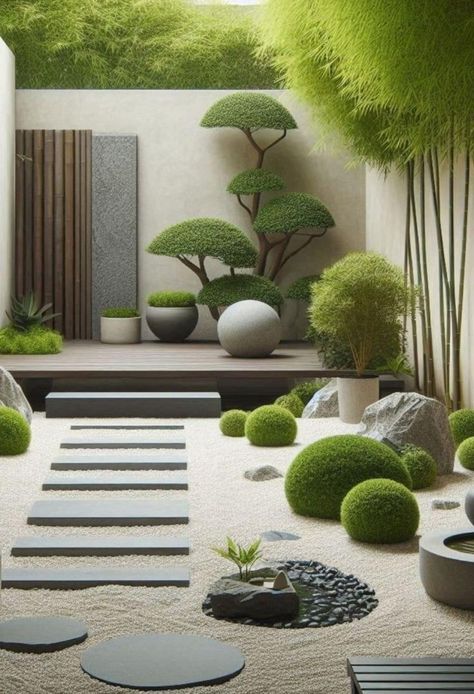 Zen Garden Ideas Backyard, Japanese Patio, Ideas For Small Gardens, Indoor Landscaping, Modern Japanese Garden, Zen Rock Garden, Japanese Garden Landscape, Small Garden Landscape, Small Garden Ideas