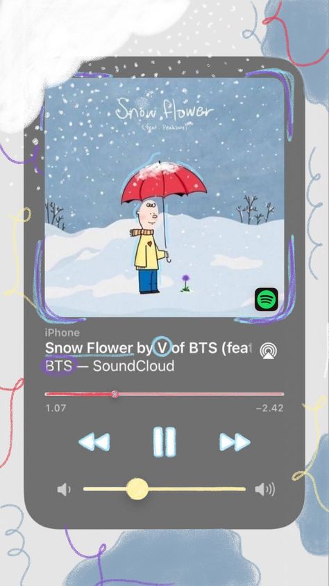 Snow Flower Taehyung, Bts Soundcloud, Flower Lyrics, V Of Bts, Aesthetic Playlist, Bts Songs, Snow Flower, Spotify Song, Christmas Decorations