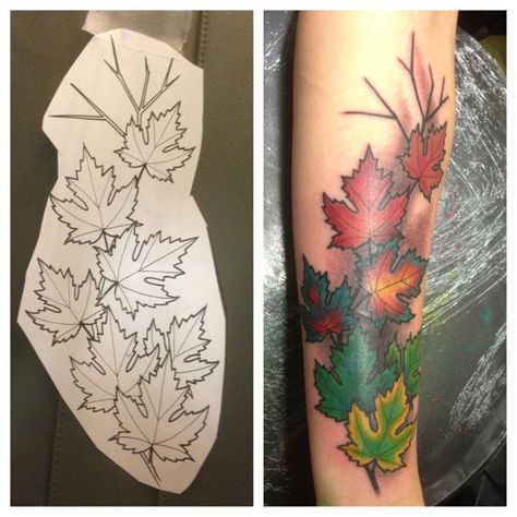 Maple Leaf Tattoos, Awareness Tattoos, Fall Leaves Tattoo, Winter Tattoo, Different Leaves, Leaves Tattoo, Autumn Tattoo, Birthday Tattoo, Inspiration Tattoo