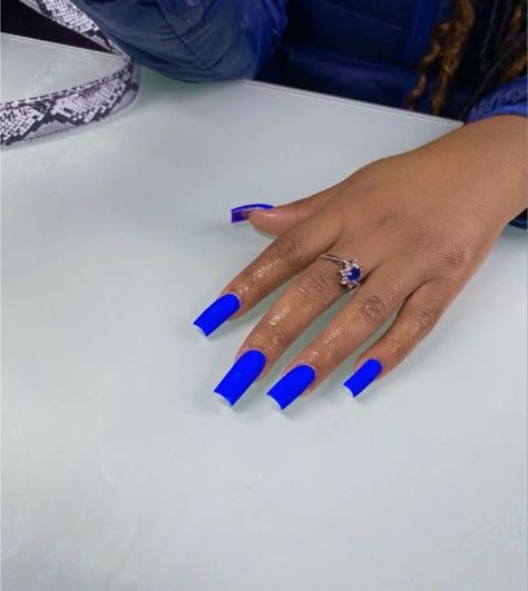 Bright Royal Blue Nails, Bright Blue Summer Acrylic Nails, Neon Blue Nails Design, Clear Royal Blue Nails, Electric Blue Nails Coffin, Acrylic Nail Shapes, Grunge Nails, Glow Nails, Girly Acrylic Nails