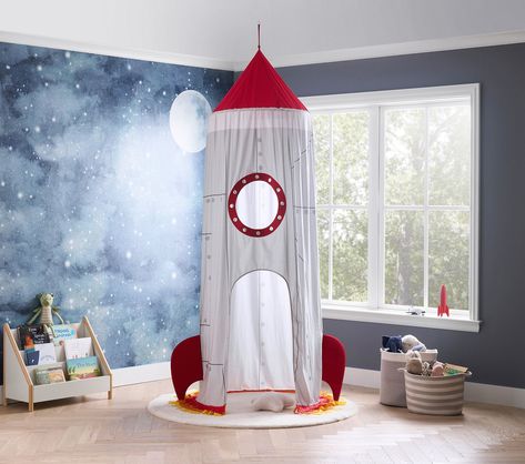 Rocket Playhouse, Retro Rocket, Space Room, Big Boy Room, Space Theme, Toddler Room, Kid Spaces, Pottery Barn Kids, Boy's Room