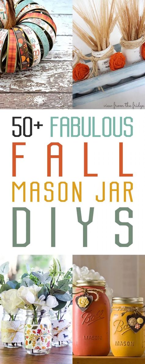 50+ Fabulous Fall Mason Jar DIYS You Need To Try - The Cottage Market Mason Jar Fall Centerpieces, Fall Mason Jar Candles, Mason Jar Lids Diy, Fall Mason Jar Centerpieces, Leaf Mason Jar Candle, Fall Mason Jar Crafts, Mason Jar Pumpkin, Mason Jar Diy Projects, Fall Jars