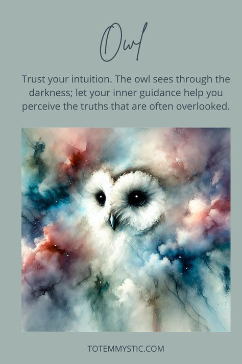 If spirit animal owl appears in your dreams, it usually has an important message about wisdom or intuition Owl Hooting, Spirit Animal Owl, Snow Owls, Owl Symbolism, Animal Traits, Owl Totem, Owl Quotes, Spirit Animal Meaning, Animal Lessons