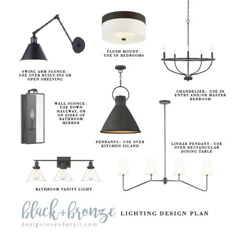 Whole House Lighting, Design Loves Detail, Bedroom Swing, Plan Black, Remodeling Trends, Hallway Light, Farmhouse Style Lighting, Kitchen Lighting Design, Affordable Lighting