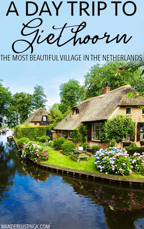 Planning your trip to the Netherlands? Tips for visiting the most beautiful village in the Netherlands, Giethoorn. This beautiful Dutch village has no roads. Read a complete travel guide with tips on how to take a day trip from Amsterdam to Giethoorn! #travel #giethoorn #netherlands #dutch Fairytale Village, Dutch Village, Day Trips From Amsterdam, Netherlands Travel, Backpacking Europe, Amsterdam Travel, Voyage Europe, Beautiful Villages, Europe Travel Tips