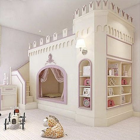 Castle Beds For Girls Room, Princess Castle Bed, Bunk Bed Crib, Tree Hole, Girls Bunk Beds, Creative Beds, Bed Height, Playhouse Bed, Indoor Playroom