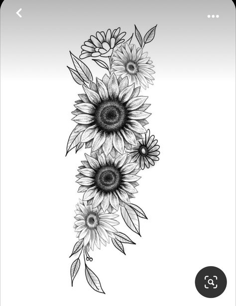 Full Sleeve Sunflower Tattoos Women, Back Side Of Arm Tattoo Women, Sunflower And Lily Tattoo Half Sleeves, Flower Quarter Sleeve Tattoos For Women, Three Sunflowers Tattoo, Arm Tattoos For Women Sunflower, Side Tattoos Women Cover Up, Sunflower Calf Tattoos For Women, Sun Flower Tattoos For Women