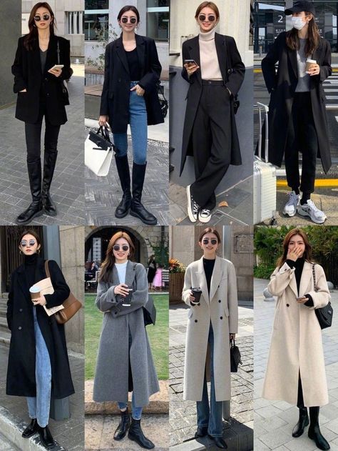 Winter Office Outfits Women Korean, Korean Women Fashion Classy, Korean Trench Coat Outfit, Autumn Outfits In Korea, Japan Winter Fashion, Korean Winter Outfits, Japan Outfits, Korean Fashion Winter, 일본 패션