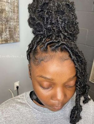 Dread Hairstyles Medium Length, Butterfly Locs In A Bun, Butterfly Locs Bun, Butterfly Locs Hairstyles, Invisible Locks, Locs Bun, Short Bob Styles, Locs Styles, Weave Ponytail Hairstyles