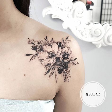 Floral Cover Up Jasmine Flower Tattoo Shoulder, Floral Shoulder Cap Tattoo Color, Tattoo Sholders, Shoulder Cap Tattoos For Women Feminine, Girls Shoulder Tattoo, Lily Flower Tattoos Shoulder, Front Shoulder Tattoos For Women Unique, Shoulder Cap Tattoos For Women Unique, Flower Shoulder Tattoos For Women