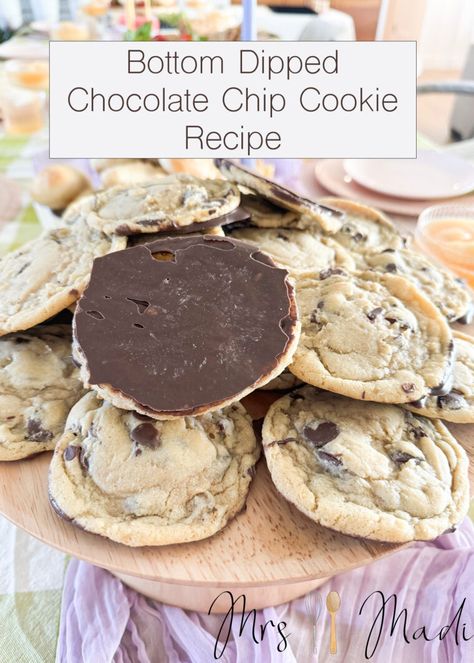 Indulge in these Bottom Dipped Chocolate Chip Cookies, where classic chewiness meets luxurious dark chocolate in an unforgettable creation.

#cookie #chocolatechip #recipe #mrsmadi Chocolate Bottom Chocolate Chip Cookies, Chocolate Chip Cookies Dipped In Chocolate, Chocolate Bottom Cookies, Chocolate Dipped Chocolate Chip Cookies, Chocolate Chip Cookie Tart, Dipped Chocolate Chip Cookies, Chocolate Chip Dip, Bakery Chocolate Chip Cookies, Cottagecore Recipes