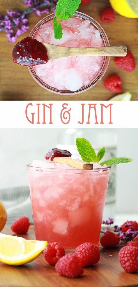 Jam Jar Drinks, Jam Cocktails Drink Recipes, Gin Jam Cocktail, Jam Jar Cocktails, Gin And Jam Cocktail, Gin And Juice Recipe, Jam Cocktails, Gin Cocktails Easy, Gin And Jam