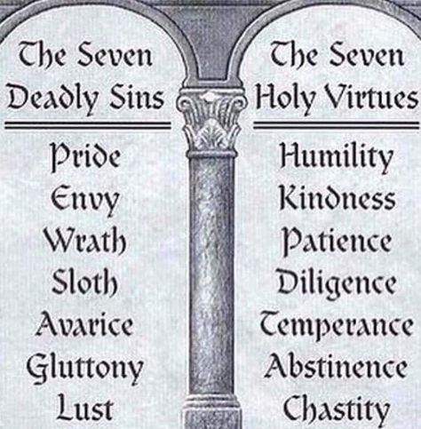 Fight the 7 deadly sins with the opposite virtue The 7 Deadly Sins Bible, List Of Virtues, Sloth 7 Deadly Sins, 7 Deadly Sins Tattoo, List Of Sins, 7 Sins, Bible Study Notebook, Bible Study Notes, Bible Facts