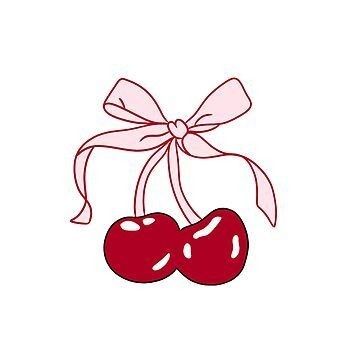 Heart Cherry Drawing, Cherries With Bow, Ribbon Painting Art, Valentines Cute Drawings, Cherry With Bow, Cherry Laptop Wallpaper, Cute Valentine Drawings, Cherry Painting Aesthetic, Valentine's Drawings