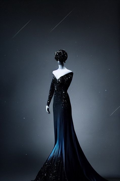 Dark Fantasy Dress Aesthetic, Feyre Night Court Dress, Night Court Dresses Acotar Style, Starfall Gown Acotar, Night Court Fashion Casual, Acotar Outfits Casual, Night Themed Dress, Night Theme Dress, Night Court Aesthetic Outfits