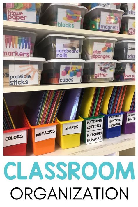 Need cheap storage ideas for organizing all the things in your special education classroom? Learn how to be a more organized teacher with these tips and tricks! These classroom organization ideas will help you keep your workboxes, data, file folders, centers, and supplies organized! #classroomorganization #backtoschool Cheap Storage Ideas, Special Education Classroom Organization, Classroom Organization Ideas, Preschool Organization, Kindergarten Organization, Organized Teacher, Daycare Organization, Ideas For Organizing, Class Organization