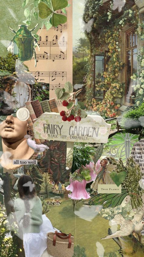 #aesthetic #moodboard #collage #vintage #cottagecore #cute #fairys #fairycore #garden #nature #green #sage Fairy Core Moodboard, Garden Moodboard, Fairycore Garden, Nature Core, Shuffles Aesthetic, Moodboard Collage, Nature Background Images, Fairycore Aesthetic, Green Sage