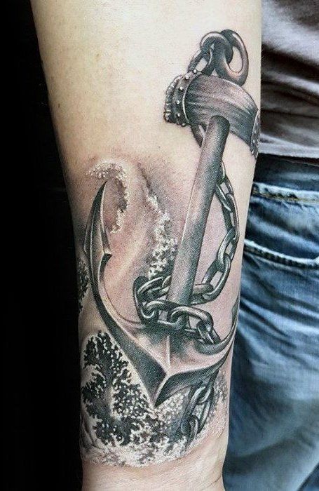 Marine Tattoos, Anker Tattoo Design, Inside Of Arm Tattoo, Navy Tattoos, Chain Tattoo, Anchor Tattoo Design, Anker Tattoo, Inner Forearm Tattoo, Kunst Tattoos