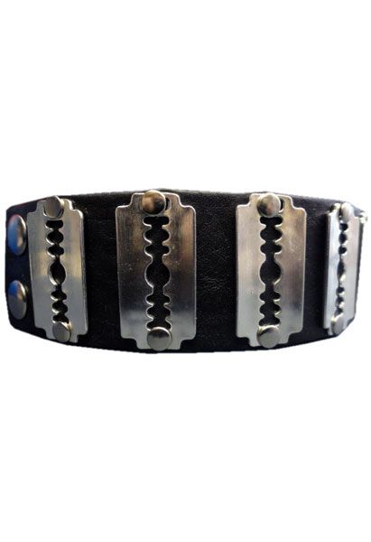 Razor Leather Wristband Torelai Stripe, Razor Cuts, New Rocks, Punk Rock Jewelry, I Wish You Well, Rad Clothes, Digital Closet, Leather Wristbands, Razor Blade