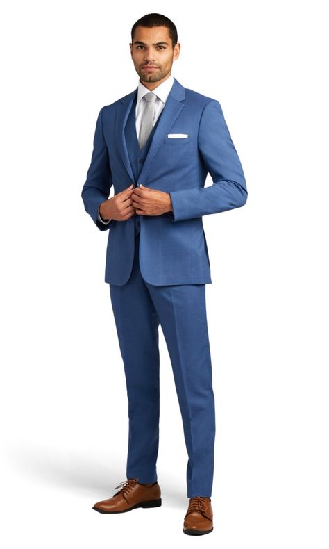 Steel Blue Performance Suit, Allure Men, Navy Tuxedos, Grey Suit Men, Light Blue Suit, Blue Suit Men, Blue Suit Wedding, Slim Suit, Brown Suits, Suit Shoes